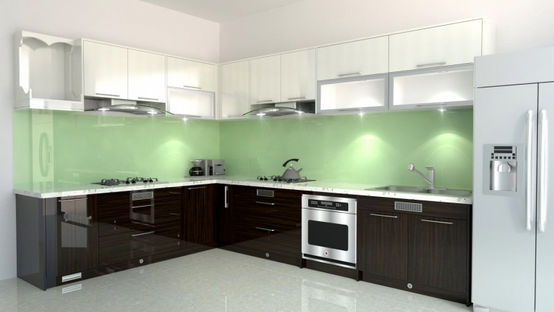 Tủ bếp acrylic bóng gương 012